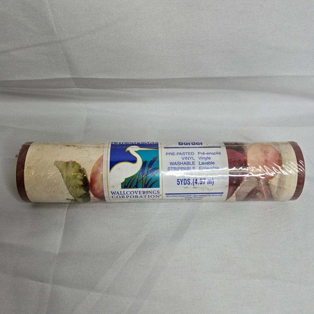 Chesapeake Wallcoverings Prepasted Vinyl Border 5 Yards Still Life Fruit Art New